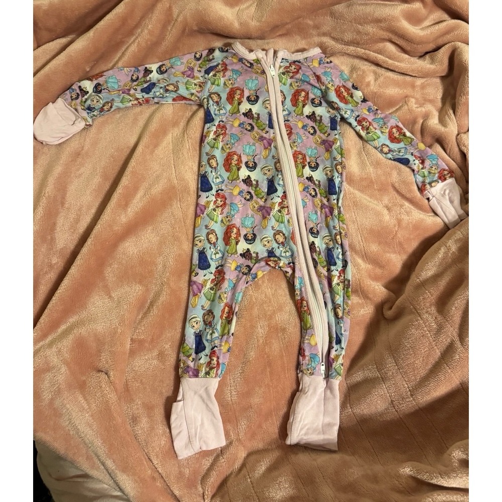 Oak + Ollie Disney Princess Floral Long Sleeve Bamboo Pajama Set - 3-6 months